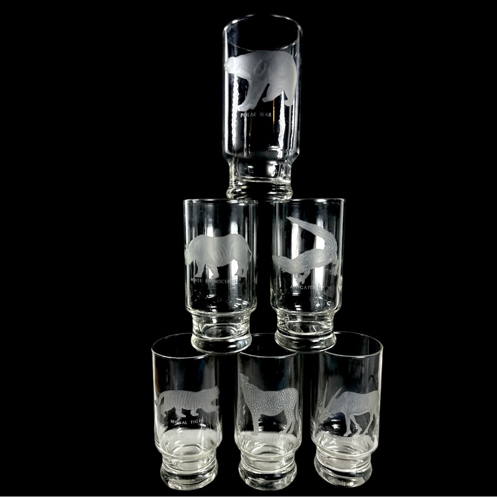 Georg Jensen Clear Etched Animal Glass Set